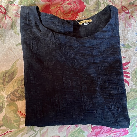 WINDHORSE Size XXL Lagenlook Black Tunic Top Geometric Monochrome Knit 2-pkt NEW - Picture 15 of 15